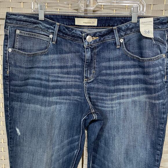 Maurices Skinny Ankle Jeans Women’s 34 Short Medium Wash Distress Raw Hem NEW - Picture 3 of 11